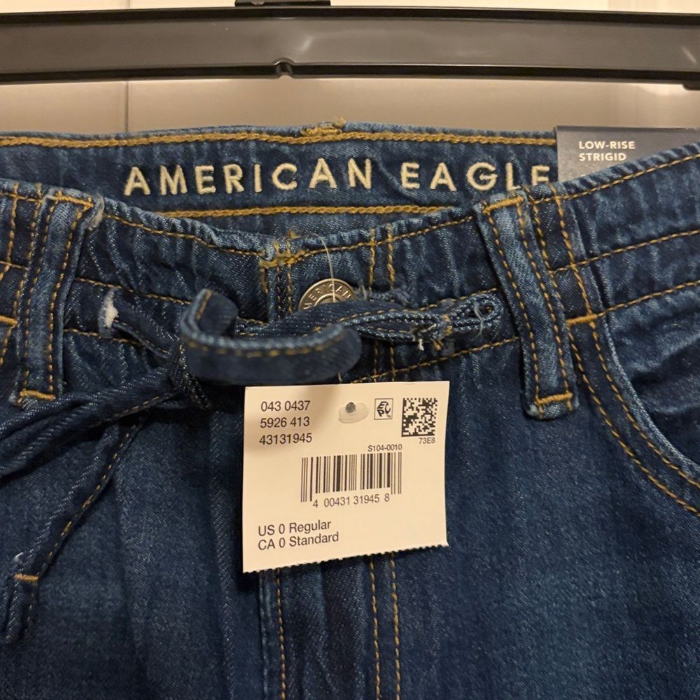 American Eagle Dreamy Drape Ultra Wide Leg Low Rise Jeans Size 0 NWT - Picture 3 of 5